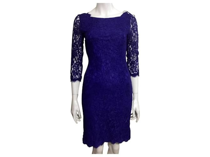Diane Von Furstenberg DvF Zarita Long  lace dress in dark blue  ref.579418