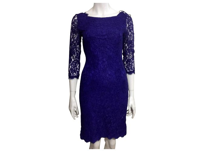 Diane Von Furstenberg DvF Zarita Langes Spitzenkleid in Dunkelblau