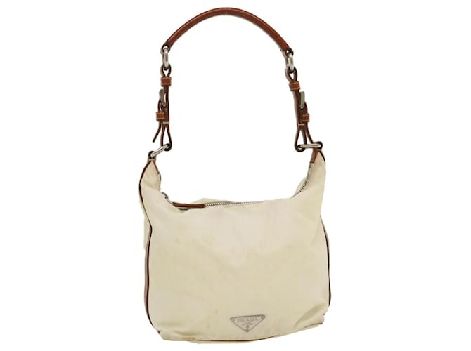 PRADA Shoulder Bag Nylon Leather Beige Brown Auth yt818  ref.579622