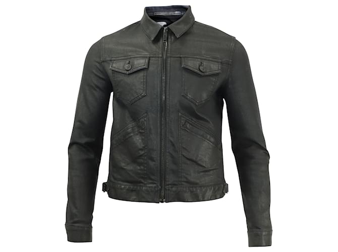 Alexander McQueen Waxed Denim Jacket in Dark Grey Cotton  ref.579914