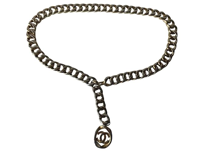 Chanel Cintos Dourado Metal  ref.580481