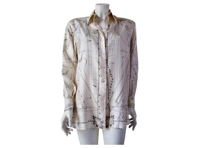 Camisa de seda Hermès Beige  ref.580515