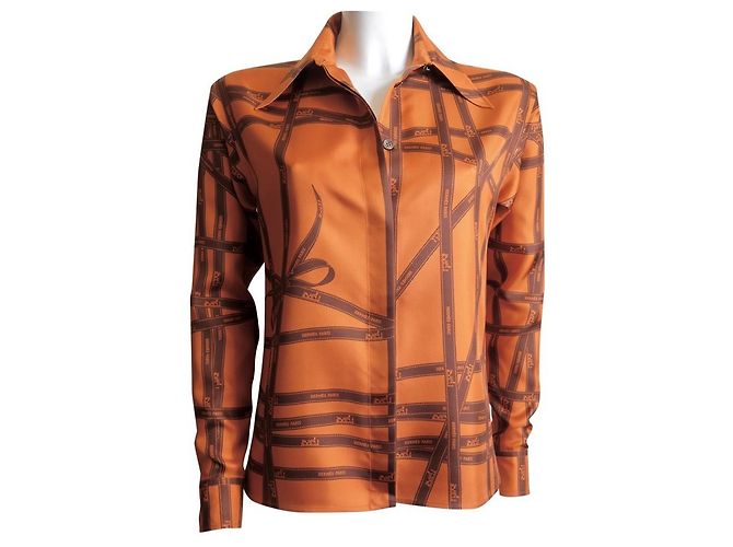 Camicia in seta Hermès Bolduc arancione