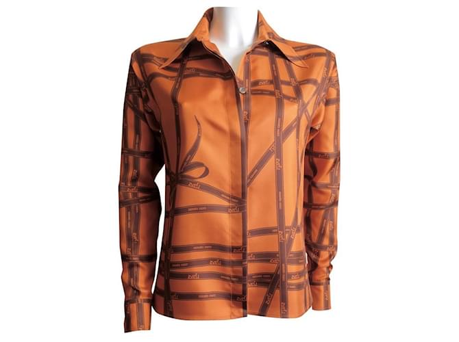 Camisa de seda Hermès Naranja  ref.580519