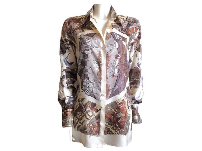 Camicia in seta Hermès Carrè Tanzanie di Robert Dallet Multicolore