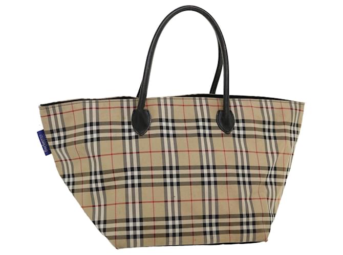 Autre Marque Burberrys Blue Label Nova Check Tote Bag Nylon Beige