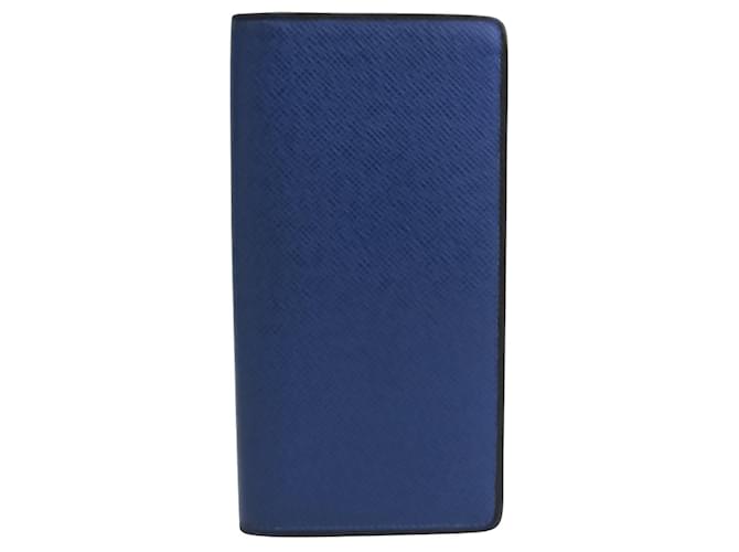 Louis Vuitton Portefeuille Brazza Azul Couro  ref.581218