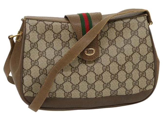 GUCCI Web Sherry Line GG Canvas Shoulder Bag Beige Red Green Auth ar6721  ref.581340