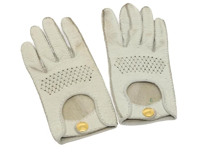 Hermès HERMES Gloves Leather 7inch White Auth yk4151  ref.581351