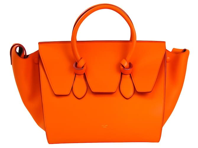 Céline Gravata Celine Laranja Couro  ref.581381