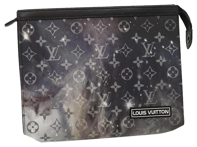 LOUIS VUITTON Monogram Galaxy Pochette Voyage MM Clutch Bag M44448 Auth ak176a Grey Cloth  ref.581555
