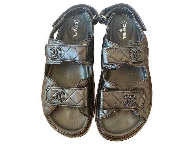 Chanel Sandalen aus Lammleder Schwarz