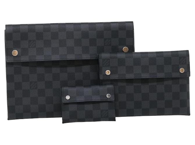 LOUIS VUITTON Damier Graphite Alpha Triple Pouch N60255 LV Aut 29633alla  ref.581567