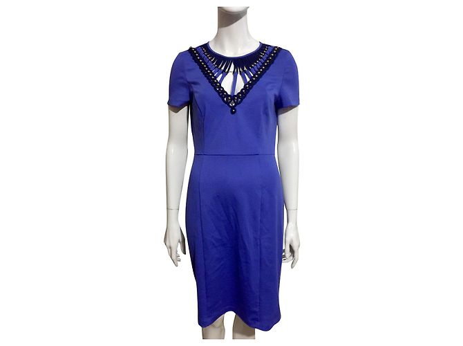 Alice by Temperley Vestido com recorte em gaiola e enfeites de pérolas Azul