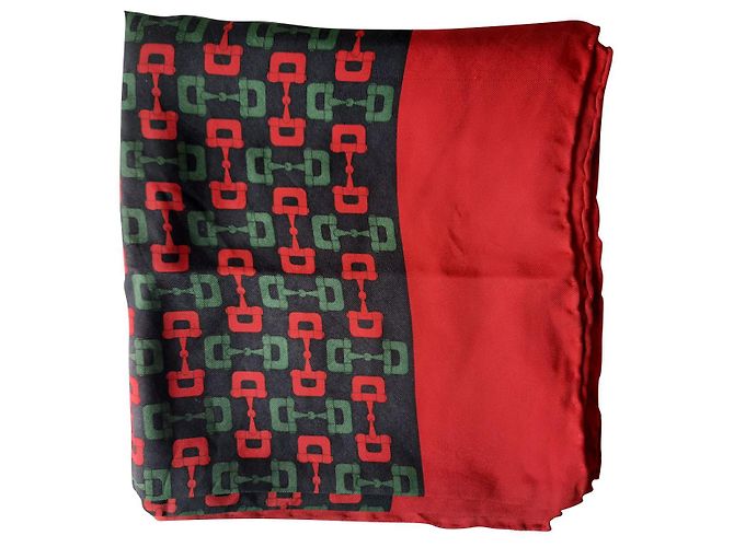 Sciarpa Gucci in seta nera rossa verde Nero Rosso