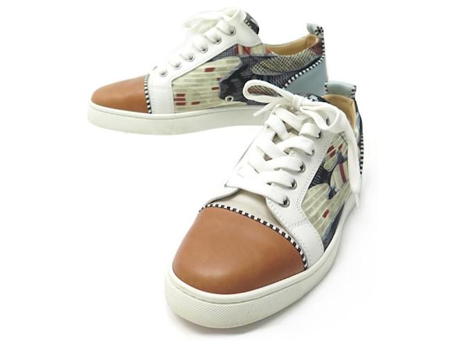 NEW CHRISTIAN LOUBOUTIN SHOES LOUIS JUNIOR SNEAKERS 41FR LEATHER