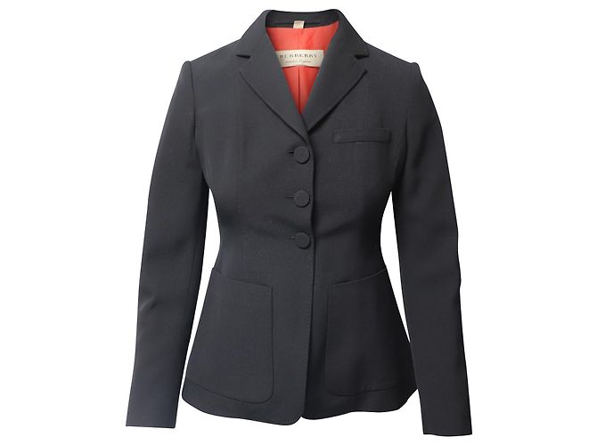 Burberry Semi-Flared Fit Blazer in Black Wool