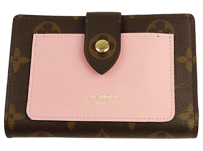 Louis Vuitton Brown Monogram Portefeuille Juliette Pink Leather Cloth Pony-style calfskin  ref.582064