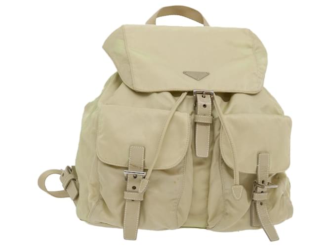 PRADA Backpack Nylon Beige Auth th2666  ref.582286