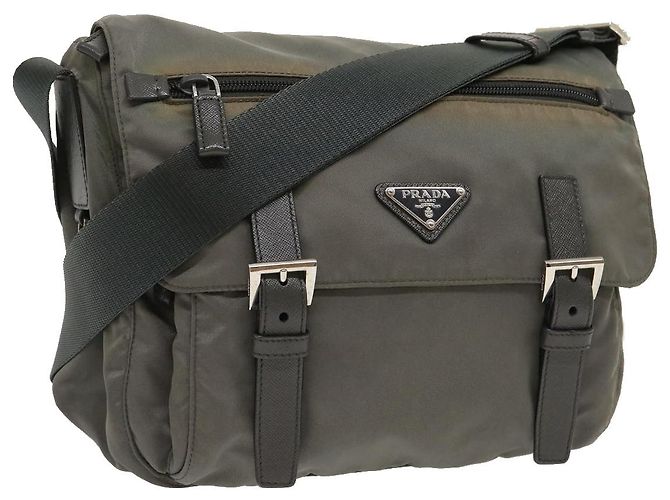 PRADA Borsa A Tracolla Nylon Grigio Auth ar6903