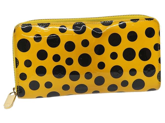 LOUIS VUITTON Vernis Dot Infinity Zippy Wallet Kusama Yellow M91571 Auth nh619 Patent leather  ref.582467