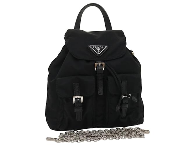 PRADA Chain Mini Shoulder Bag Nylon Black 1BH029 V44 F0002 auth 29659a  ref.582593