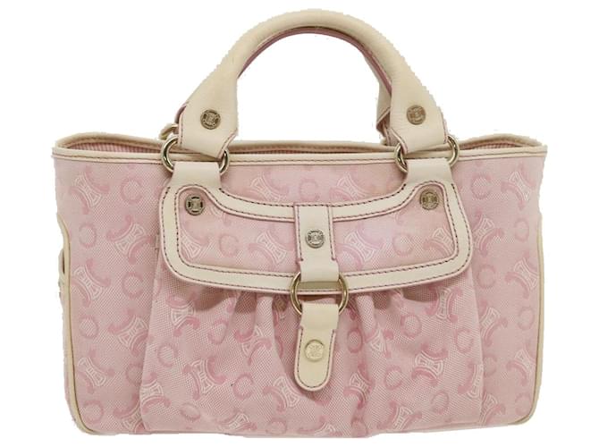Céline CELINE C Macadam Canvas Boogie Bag Handtasche Pink White Auth 29372 Weiß Leinwand  ref.582703