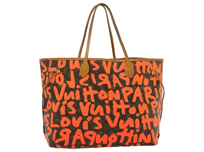 LOUIS VUITTON Monogram Graffiti Neverfull GM Tote Bag Orange M93702 Auth tp293  ref.582747