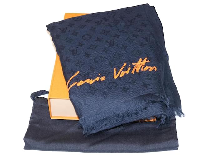Louis Vuitton COUVERTURE AGENDA FONCTIONNEL PM Azul marino Seda  ref.583441