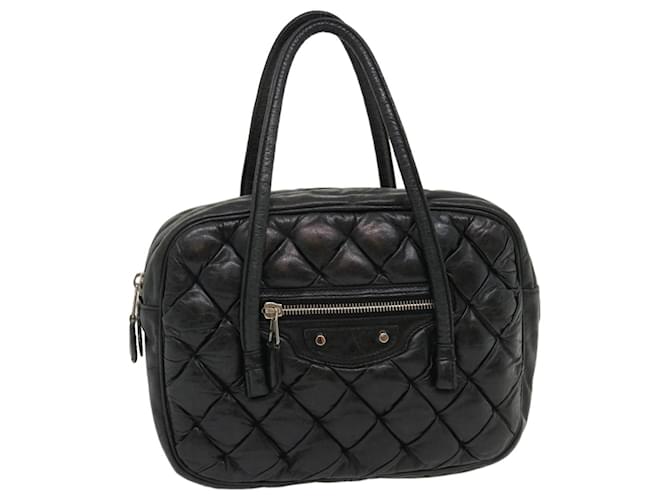 BALENCIAGA The Matelasse Hand Bag Leather Black Auth gt2525  ref.583562