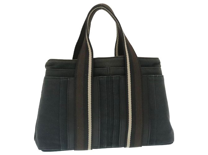 Hermès HERMES Troca Horizontal PM Bolso de mano Canvas Negro Auth yt722