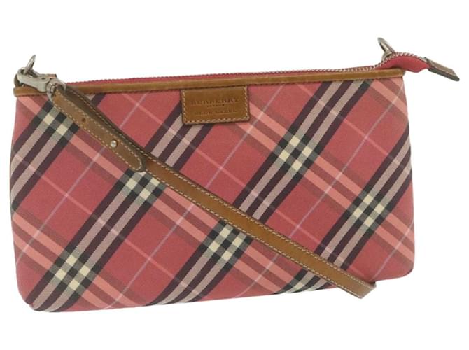 BURBERRY Blue Label Nova Check Shoulder Bag Pouch Canvas Red Auth yk4108 Rot Leinwand  ref.583682
