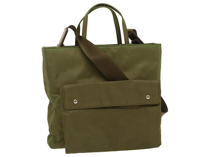 Prada Hand Bag Nylon 2way Shoulder Bag Khaki Auth yt795  ref.583805