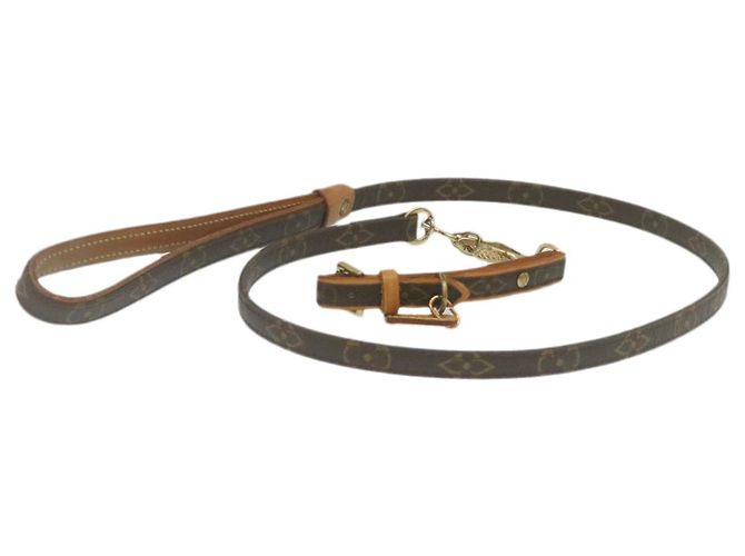 LOUIS VUITTON Monogram Leash Baxter Collier Baxter MM Hundeleine LV Auth yk4099