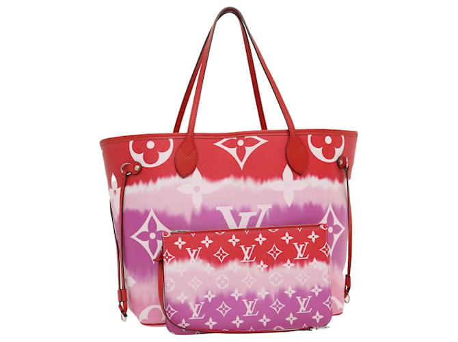 LOUIS VUITTON Escale Neverfull MM Tote Bag Pouch M45127 Red Pink