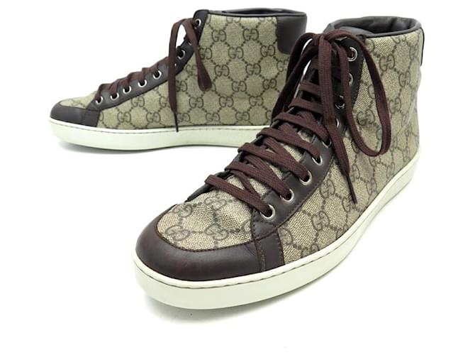 CHAUSSURES GUCCI BASKETS BROOKLYN HIGH TOP 322733 7 41 IT 42 FR SNEAKERS Cuir Marron  ref.584655