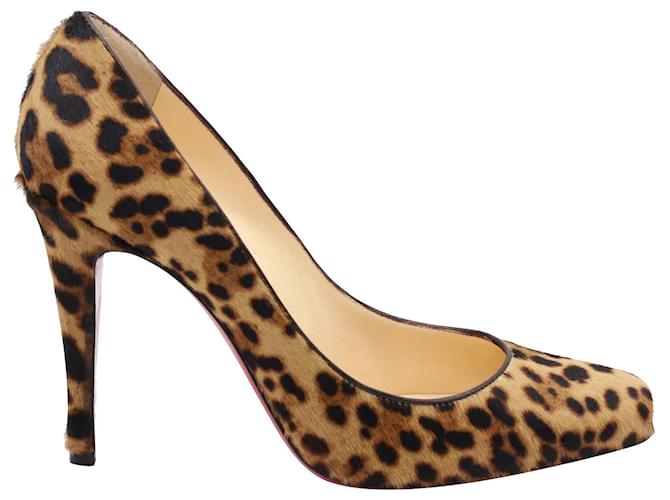 Sapato de salto alto Christian Louboutin com estampa de leopardo em cabelo de pônei multicolorido Lã Crina  ref.584829