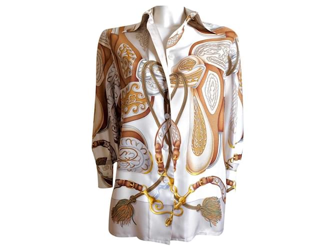 Hermès Camisa de seda hermes Multicor  ref.584839