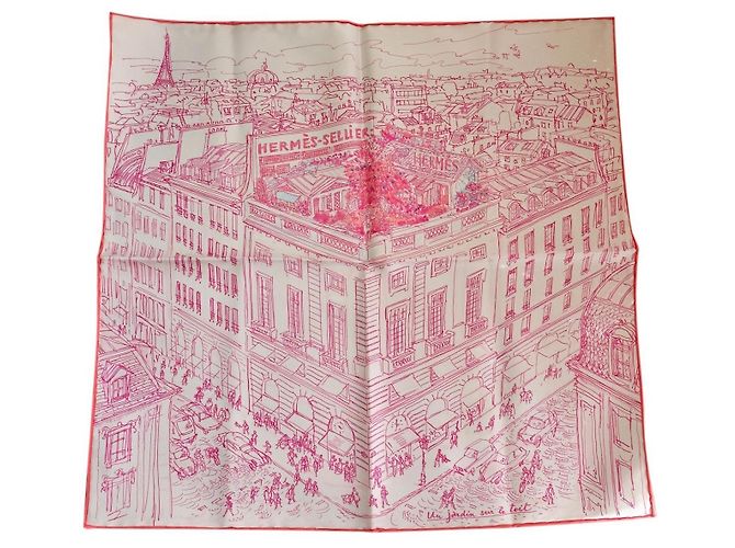 Pañuelo Gavroche Hermès de seda rosa