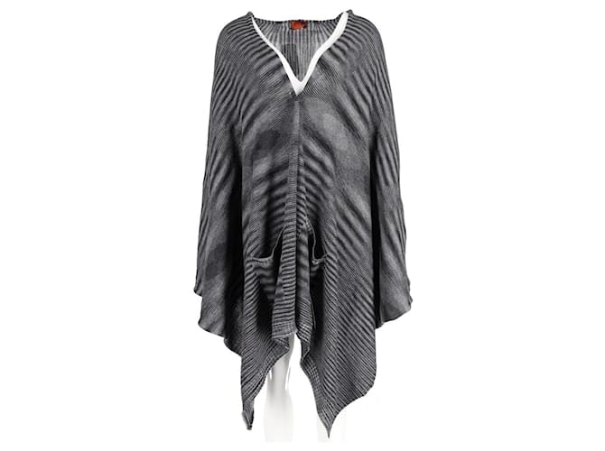 Missoni Knit Shawl Cover Up Top in Grey Wool   ref.584981