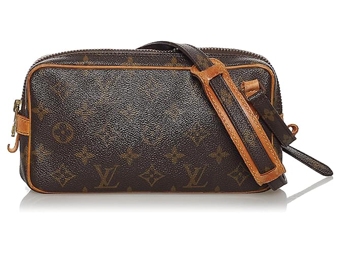 Louis Vuitton Brown Monogram Marly Bandouliere Leather Cloth  ref.565733