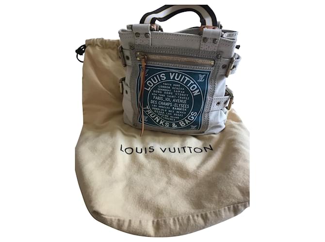 Bolso pequeño de lona Louis Vuitton Beige Azul claro Lienzo  ref.581708