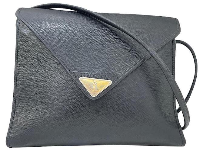 Yves Saint Laurent Vintage Envelope clutch Black Leather  ref.581895