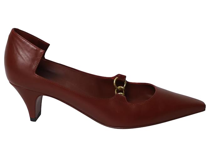 Sapatos de salto médio pontiagudos Burberry Chainlink em couro vermelho  ref.585070