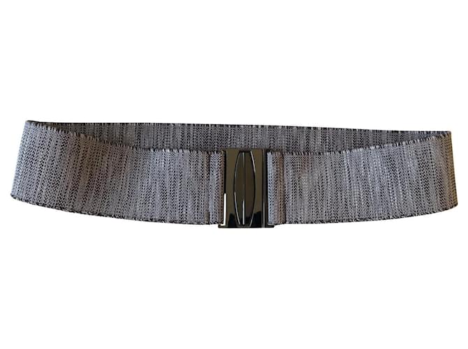 Wide elastic belt with bronze color metal buckle Adolfo Dominguez T. 70 a 105 cm Beige Dark brown Cloth Elastane  ref.585077