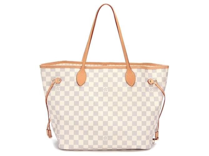 Louis Vuitton Damier Azur Neverfull MM with Pouch White Cloth  ref.585094