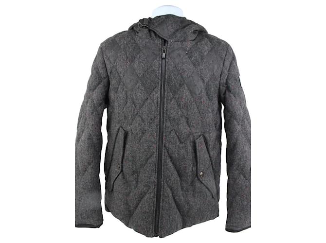 Moncler Mens Medium Size 2 Gamme Bleu Grey Quilted Denim Puffer Jacket  ref.585252