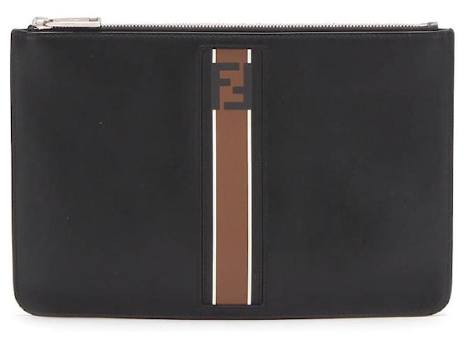 Fendi Leather Clutch Bag Black  ref.585297