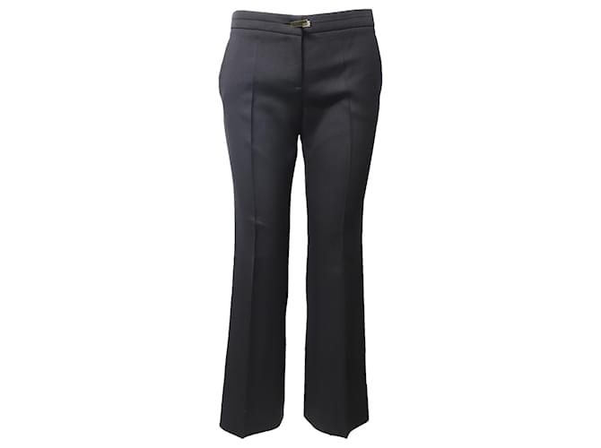 Pantalones Gucci Low-Rise Semi-Flare en Lana Negra Negro  ref.585326
