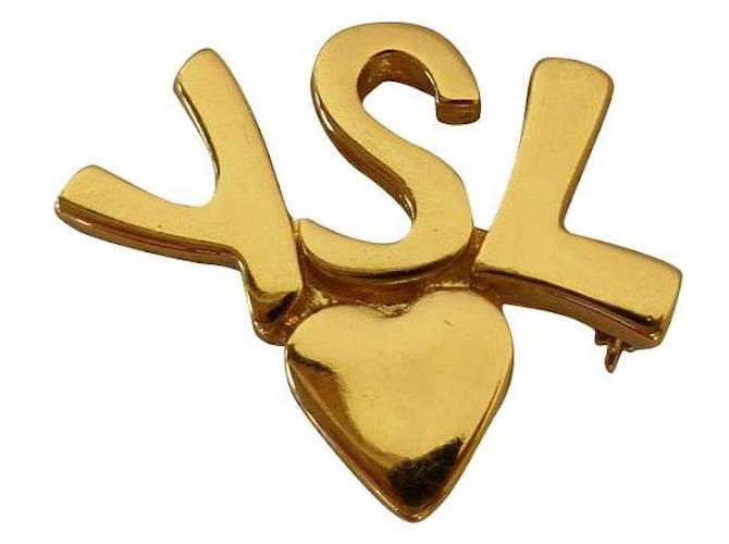 Yves Saint Laurent Pins & brooches Gold hardware Metal  ref.585359